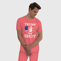 Пижама хлопковая мужская Trump shot, цвет: коралловый — фото 2