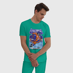 Пижама хлопковая мужская Metallica - hockey, цвет: зеленый — фото 2