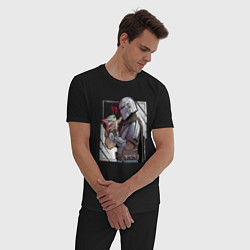 Пижама хлопковая мужская Беби Йода и Мандалорец, цвет: черный — фото 2