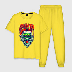 Пижама хлопковая мужская Dead zombie Santa, цвет: желтый