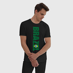 Пижама хлопковая мужская Brazil Football, цвет: черный — фото 2