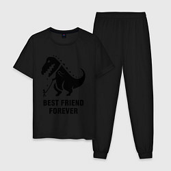 Пижама хлопковая мужская Godzilla best friend, цвет: черный