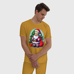 Пижама хлопковая мужская Santa Simpson - ai art, цвет: горчичный — фото 2