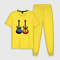 Пижама хлопковая мужская Яркие гитары, цвет: желтый