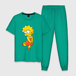 Пижама хлопковая мужская Lisa Simpson, цвет: зеленый