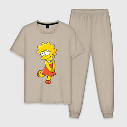 Пижама хлопковая мужская Lisa Simpson, цвет: миндальный