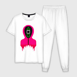Пижама хлопковая мужская Розовый надзиратель, цвет: белый
