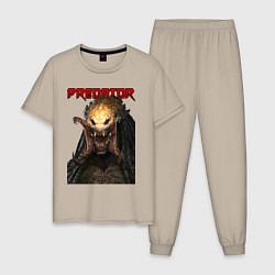 Пижама хлопковая мужская Predator scream, цвет: миндальный