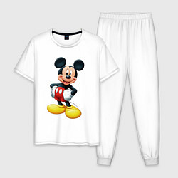 Пижама хлопковая мужская Микки - мышь, цвет: белый
