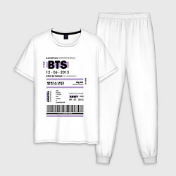 Пижама хлопковая мужская Bts ticket, цвет: белый