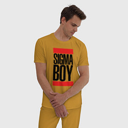 Пижама хлопковая мужская Sigma boy, цвет: горчичный — фото 2