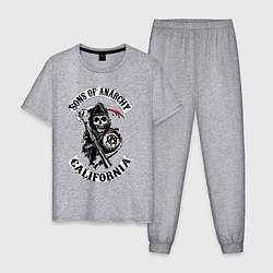 Пижама хлопковая мужская Sons of anarchy - logo, цвет: меланж