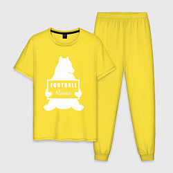Пижама хлопковая мужская Footbal bear Russia, цвет: желтый