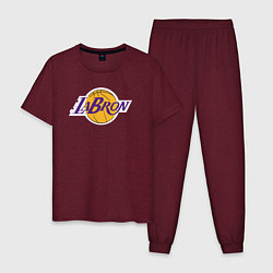 Пижама хлопковая мужская LaBron Lakers, цвет: меланж-бордовый