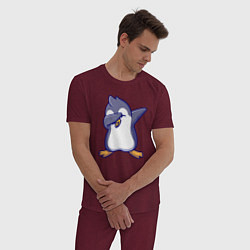 Пижама хлопковая мужская Dab penguin, цвет: меланж-бордовый — фото 2