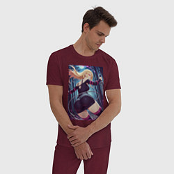 Пижама хлопковая мужская Марин Китагава косплей Fate stay night, цвет: меланж-бордовый — фото 2
