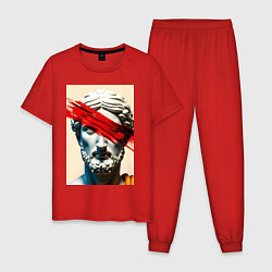 Пижама хлопковая мужская Штрих на античной статуе, цвет: красный