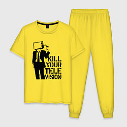 Пижама хлопковая мужская Убей свой телевизор, цвет: желтый