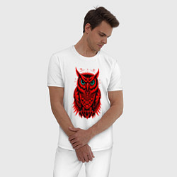 Пижама хлопковая мужская Сова красная, цвет: белый — фото 2