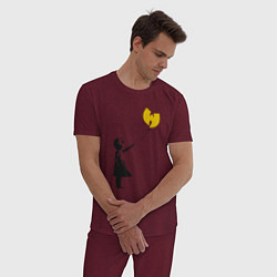 Пижама хлопковая мужская Wu-Tang Banksy, цвет: меланж-бордовый — фото 2