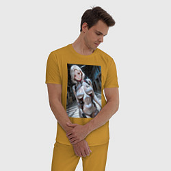 Пижама хлопковая мужская Девушка-наемница, цвет: горчичный — фото 2