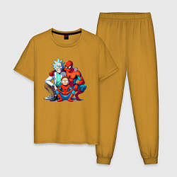 Пижама хлопковая мужская Spider-Man is Rick and Mortys friend, цвет: горчичный