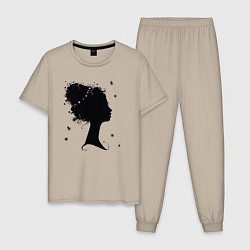 Пижама хлопковая мужская Flower girl, цвет: миндальный