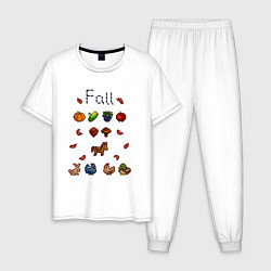 Пижама хлопковая мужская Stardew Valley fall, цвет: белый
