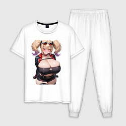 Пижама хлопковая мужская Burnice White Zenless Zone Zero, цвет: белый