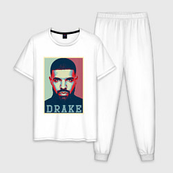 Пижама хлопковая мужская Drake, цвет: белый