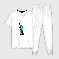 Пижама хлопковая мужская Родина мать победа, цвет: белый