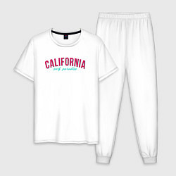 Пижама хлопковая мужская California surf paradise, цвет: белый