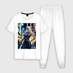 Пижама хлопковая мужская Мирко-коп на страже закона, цвет: белый