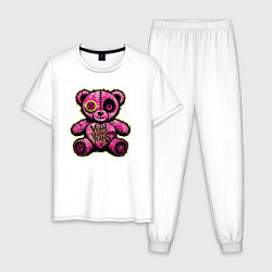 Пижама хлопковая мужская Pink bear, цвет: белый