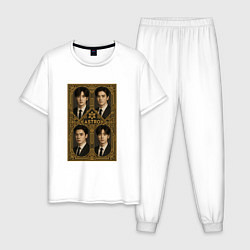 Пижама хлопковая мужская Astro золотая рамка, цвет: белый