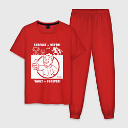 Пижама хлопковая мужская Поверхность никогда - убежище навсегда, цвет: красный