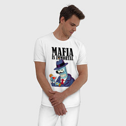 Пижама хлопковая мужская Мафиози Бендер - мафия бессмертна мем, цвет: белый — фото 2