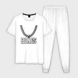 Пижама хлопковая мужская Цепь Bones, цвет: белый