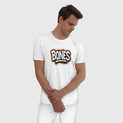 Пижама хлопковая мужская Bones уличный логотип, цвет: белый — фото 2