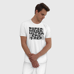 Пижама хлопковая мужская Пиксельный Super Mega Ultra Epic Rep - ASCII арт,, цвет: белый — фото 2