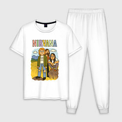 Пижама хлопковая мужская Nirvana мультяшный стиль, цвет: белый