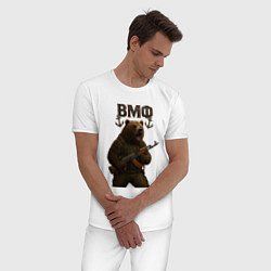 Пижама хлопковая мужская ВМФ медведь с автоматом, цвет: белый — фото 2