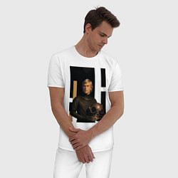 Пижама хлопковая мужская Мужчина водолаз ретрофутуризм поп-арт 1970-е, цвет: белый — фото 2