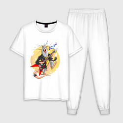 Пижама хлопковая мужская Крысиный рок, цвет: белый