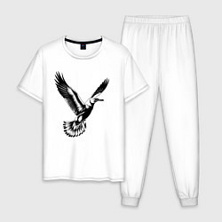 Пижама хлопковая мужская Полет чайки, цвет: белый