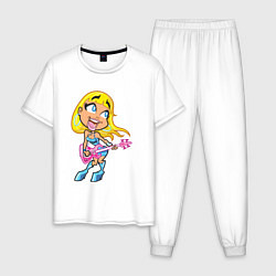 Пижама хлопковая мужская Роковая блондинка, цвет: белый