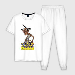 Пижама хлопковая мужская Dont be a menace to south central - Loc Dog, цвет: белый