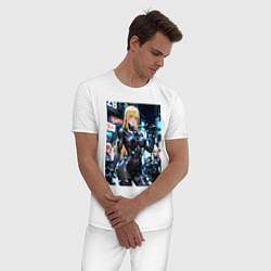 Пижама хлопковая мужская Отряд девушек в суперкостюмах, цвет: белый — фото 2