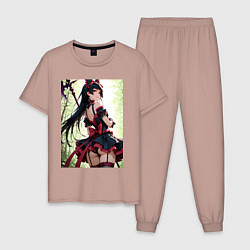 Пижама хлопковая мужская Рори Меркурия посреди леса с алебардой, цвет: пыльно-розовый