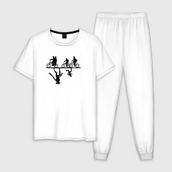 Пижама хлопковая мужская Очень странные дела параллельный мир, цвет: белый